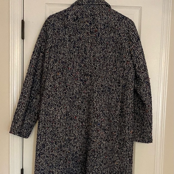 EUC J.Crew Daphne Topcoat In Italian Tweed Jacket In Navy Speckle Women's Size 8 - Picture 4 of 7